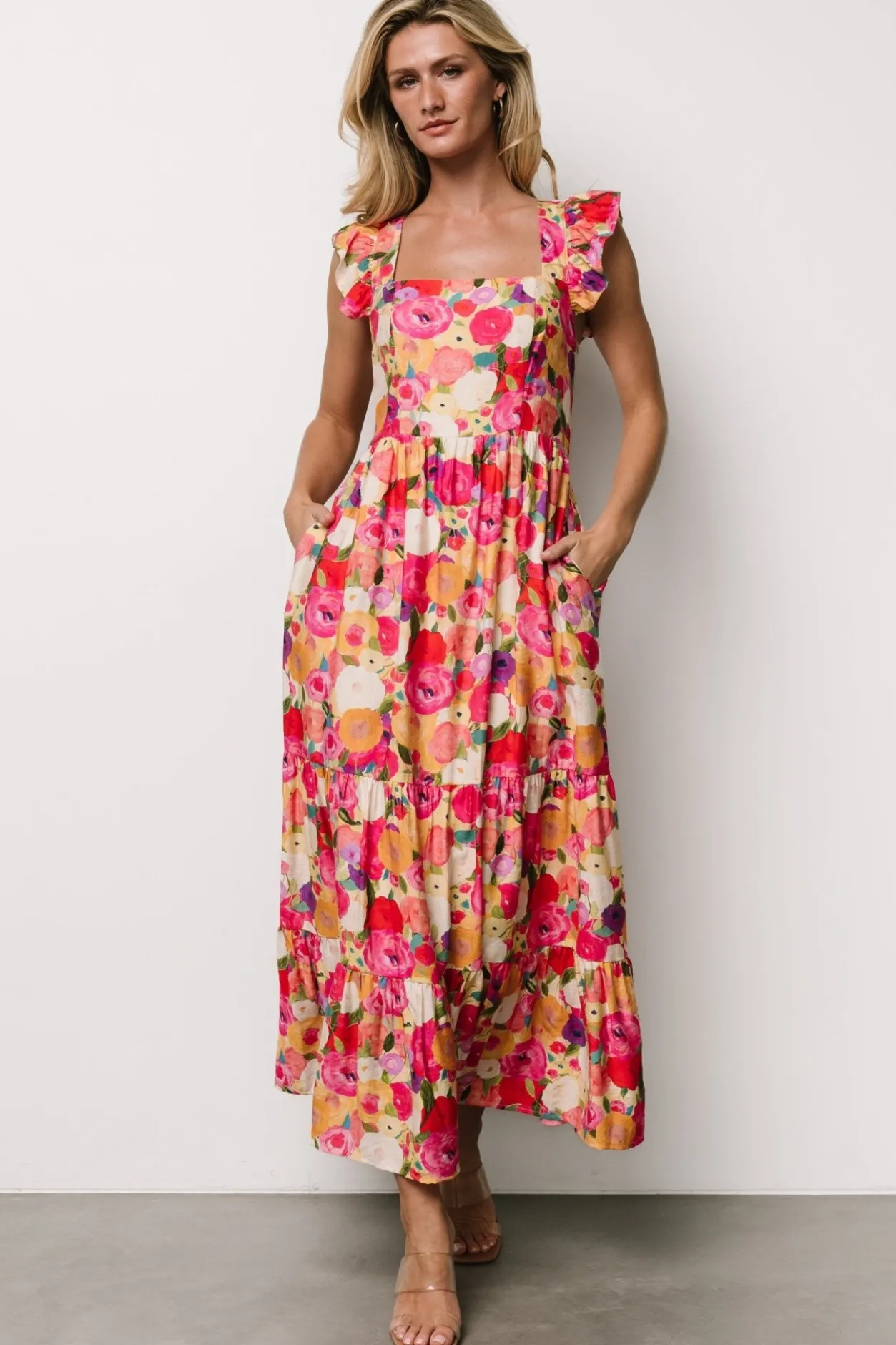 Online Baltic Born Ayla Tiered Maxi Dress | Pink Multi Floral PinkMultiFloral