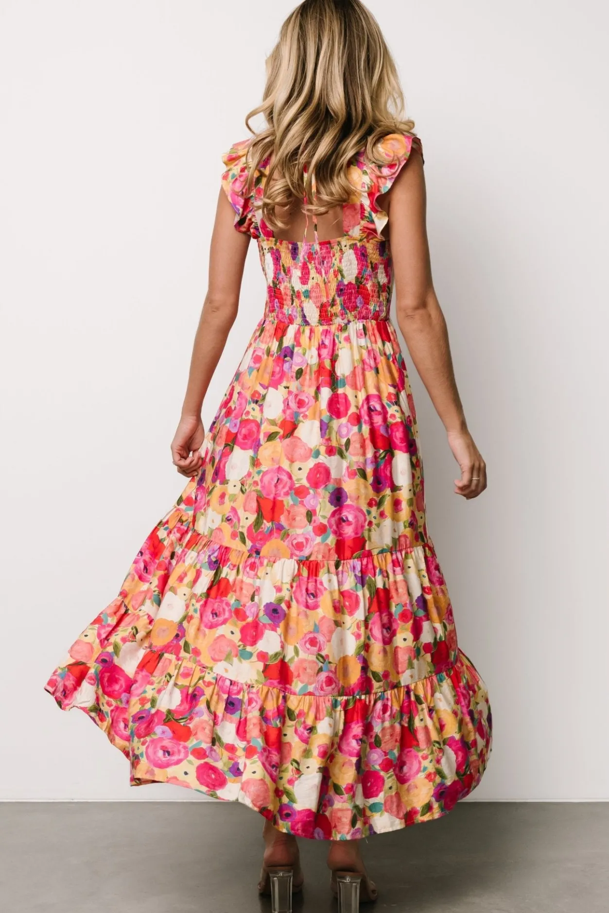 Online Baltic Born Ayla Tiered Maxi Dress | Pink Multi Floral PinkMultiFloral