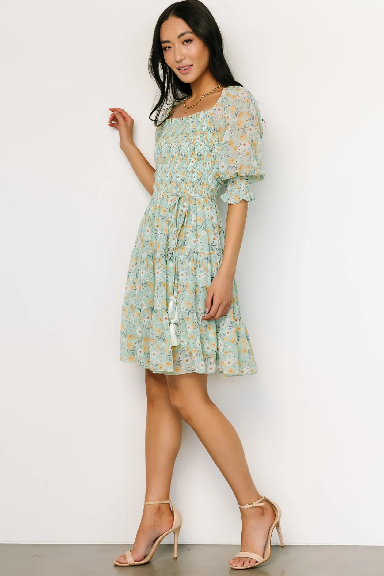 Fashion Baltic Born Azlyn Smocked Short Dress | Sage Floral SageFloral