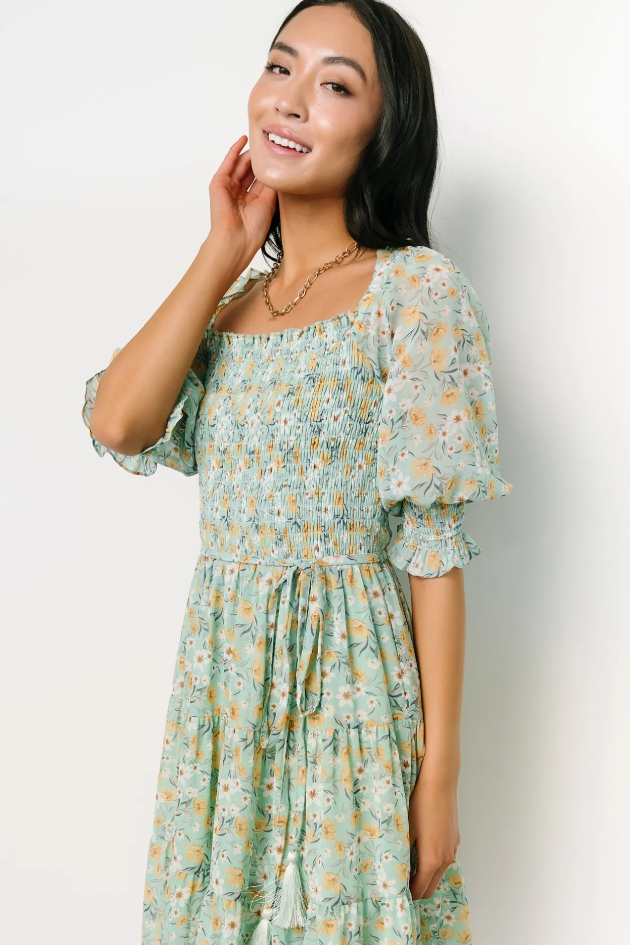 Fashion Baltic Born Azlyn Smocked Short Dress | Sage Floral SageFloral