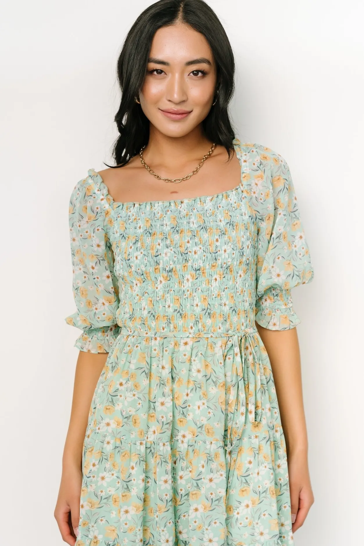 Fashion Baltic Born Azlyn Smocked Short Dress | Sage Floral SageFloral