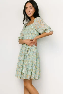 Fashion Baltic Born Azlyn Smocked Short Dress | Sage Floral SageFloral