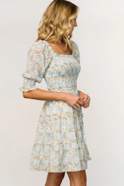 Hot Baltic Born Azlyn Smocked Short Dress | Light Blue Floral LightBlueFloral