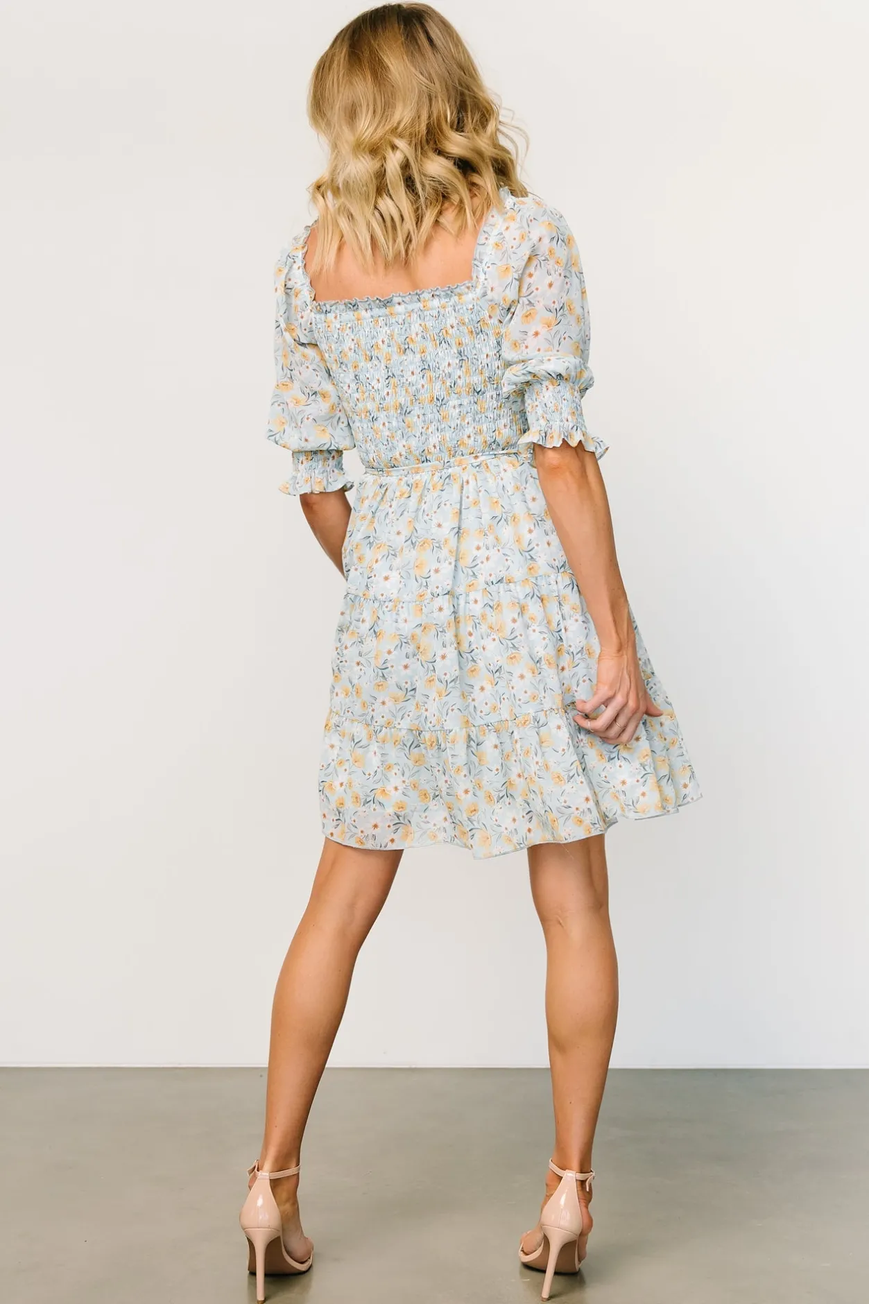 Hot Baltic Born Azlyn Smocked Short Dress | Light Blue Floral LightBlueFloral