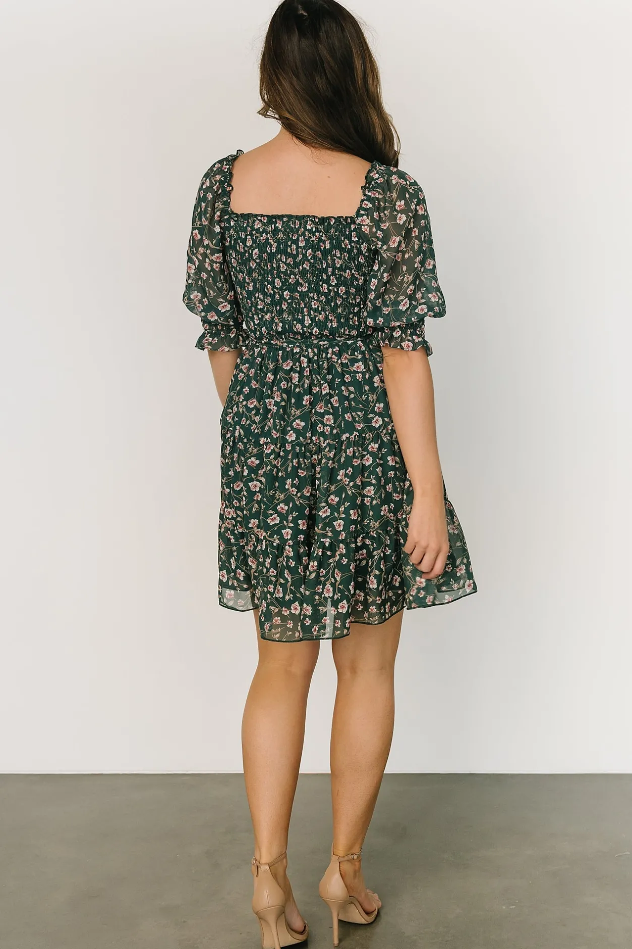 Outlet Baltic Born Azlyn Smocked Short Dress | Green + Pink Floral Green+PinkFloral