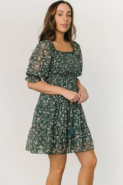 Outlet Baltic Born Azlyn Smocked Short Dress | Green + Pink Floral Green+PinkFloral