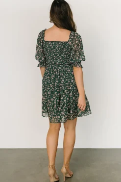 Outlet Baltic Born Azlyn Smocked Short Dress | Green + Pink Floral Green+PinkFloral