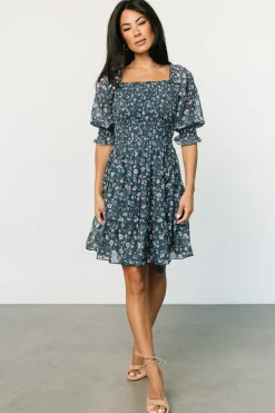 Hot Baltic Born Azlyn Smocked Short Dress | Blue Multi BlueMulti