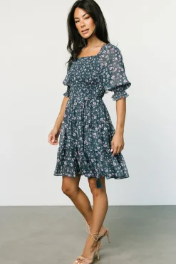 Hot Baltic Born Azlyn Smocked Short Dress | Blue Multi BlueMulti