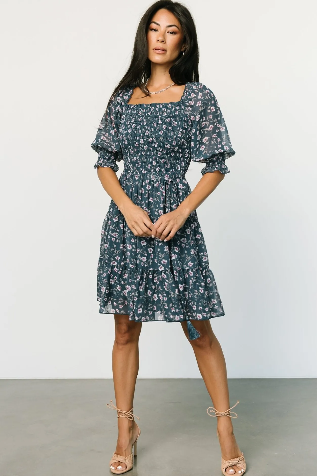 Hot Baltic Born Azlyn Smocked Short Dress | Blue Multi BlueMulti