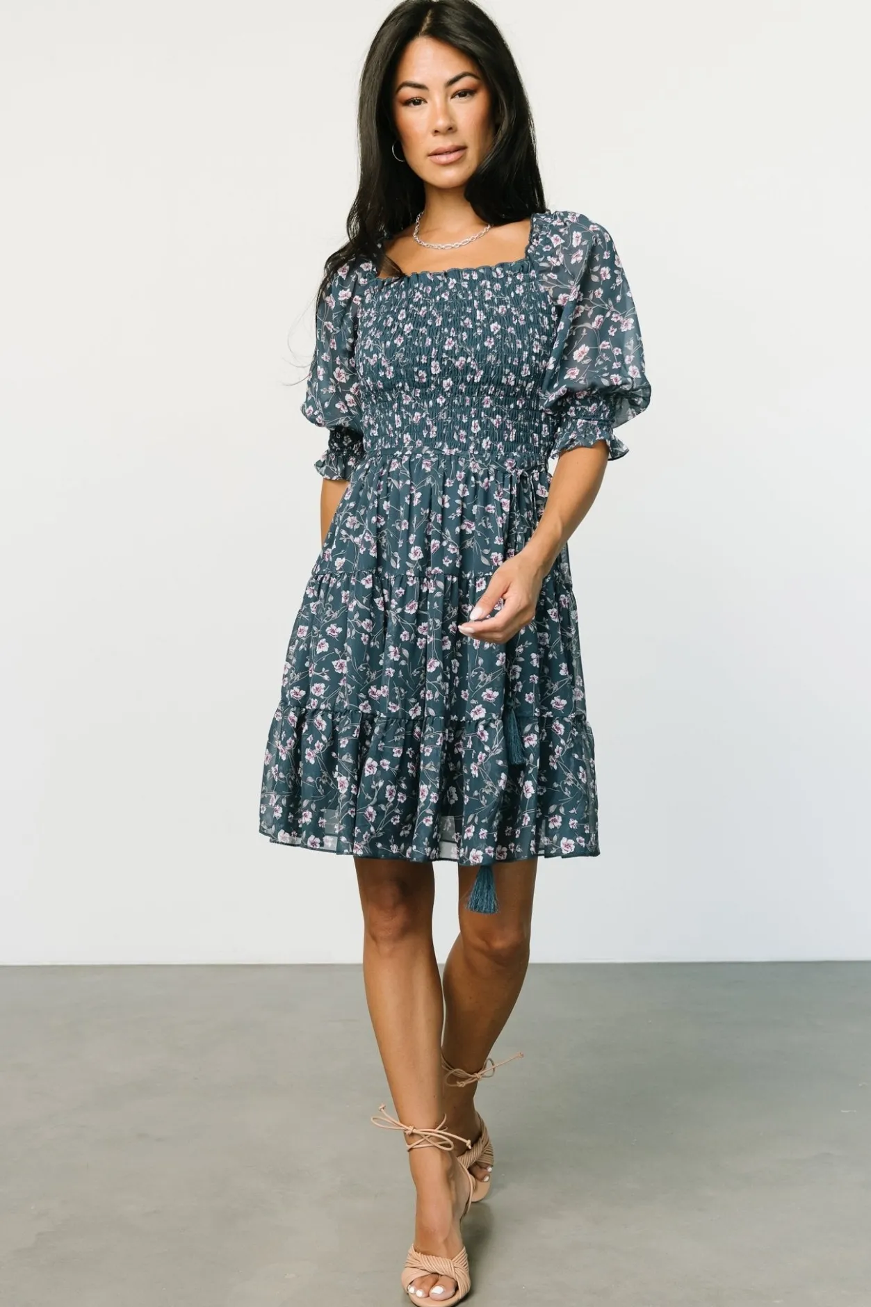 Hot Baltic Born Azlyn Smocked Short Dress | Blue Multi BlueMulti