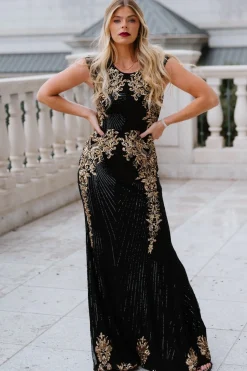 Sale Baltic Born Azura Gown | Black + Gold Black+Gold