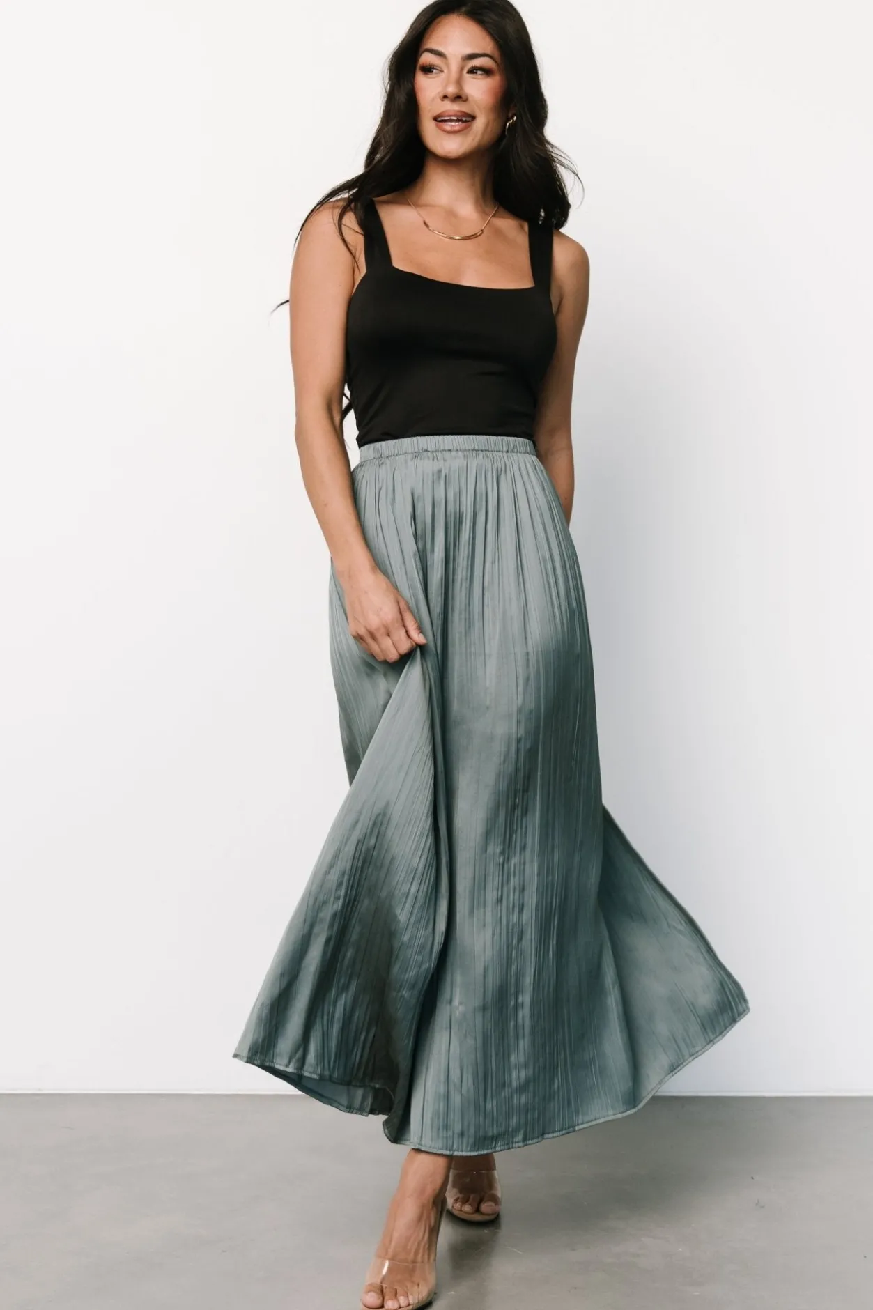 Outlet Baltic Born Baker Satin Skirt | Eucalyptus