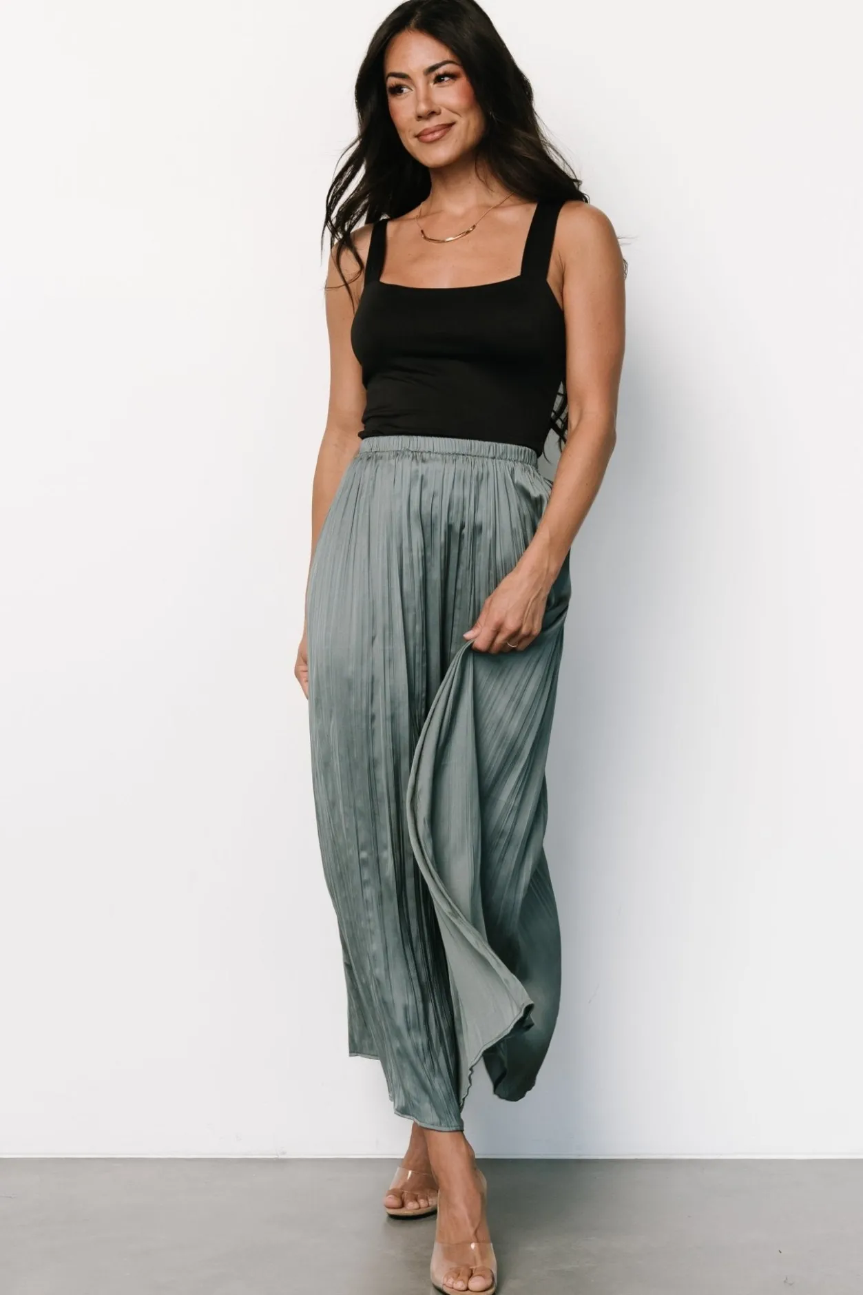 Outlet Baltic Born Baker Satin Skirt | Eucalyptus