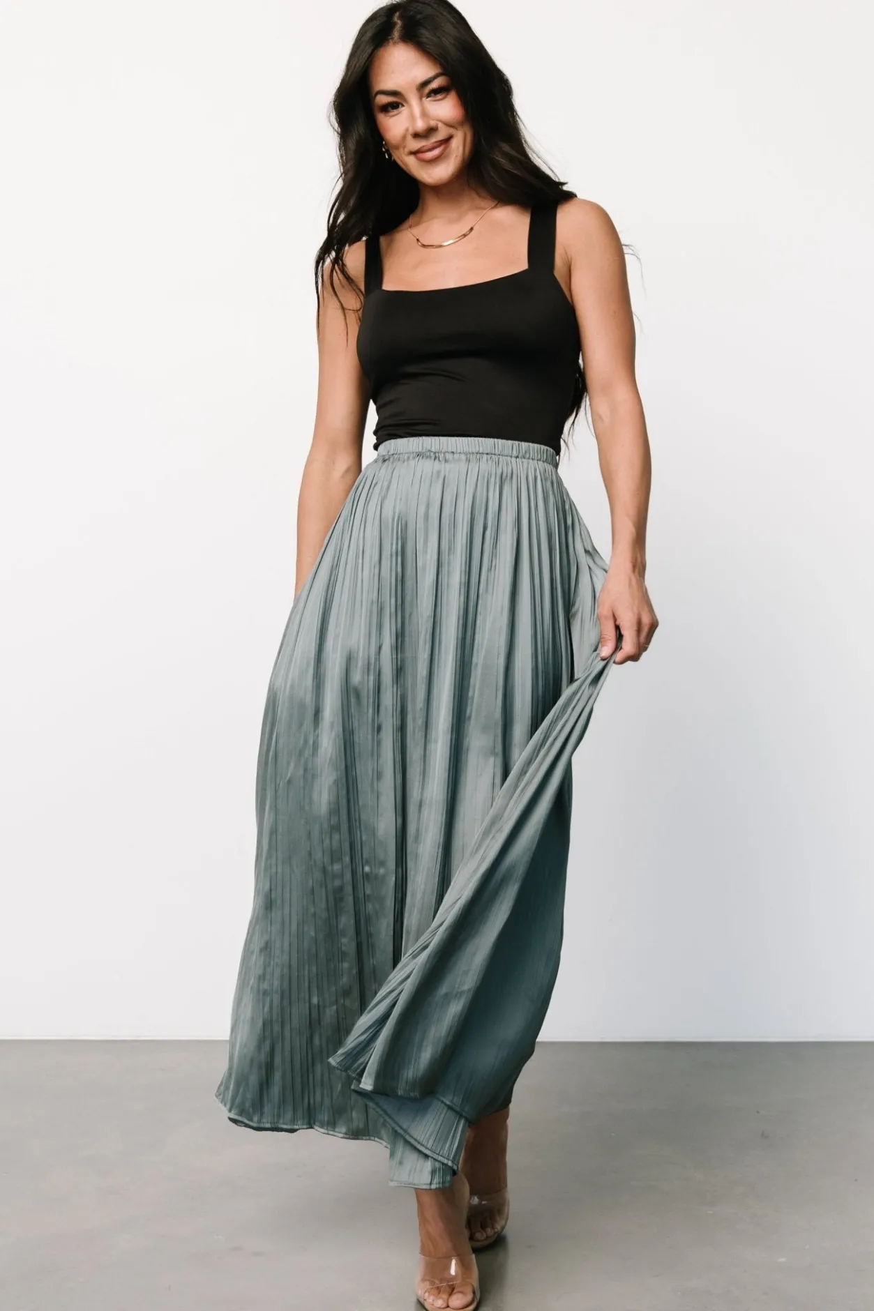 Outlet Baltic Born Baker Satin Skirt | Eucalyptus