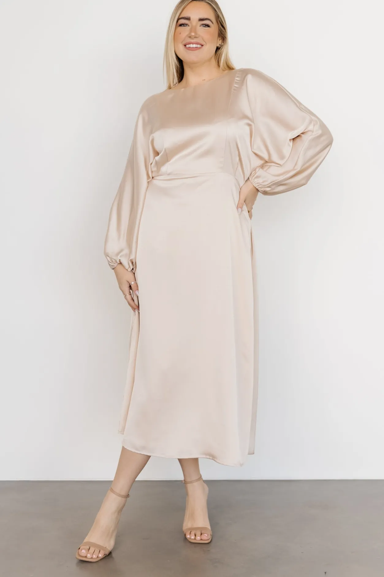 Outlet Baltic Born Balta Satin Midi Dress | Champagne