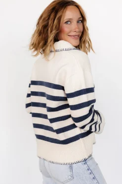 Sale Baltic Born Bastian Striped Sweater | Cream + Navy Cream+Navy