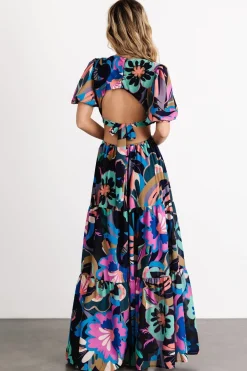 Fashion Baltic Born Bastina Open Back Maxi Dress | Black Print BlackPrint