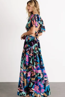 Fashion Baltic Born Bastina Open Back Maxi Dress | Black Print BlackPrint