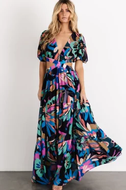 Fashion Baltic Born Bastina Open Back Maxi Dress | Black Print BlackPrint