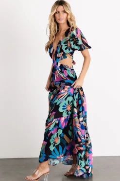 Fashion Baltic Born Bastina Open Back Maxi Dress | Black Print BlackPrint
