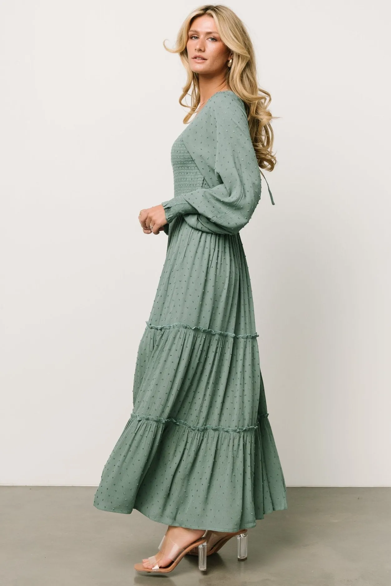 Best Baltic Born Bayley Smocked Dotted Maxi Dress | Dark Eucalyptus DarkEucalyptus