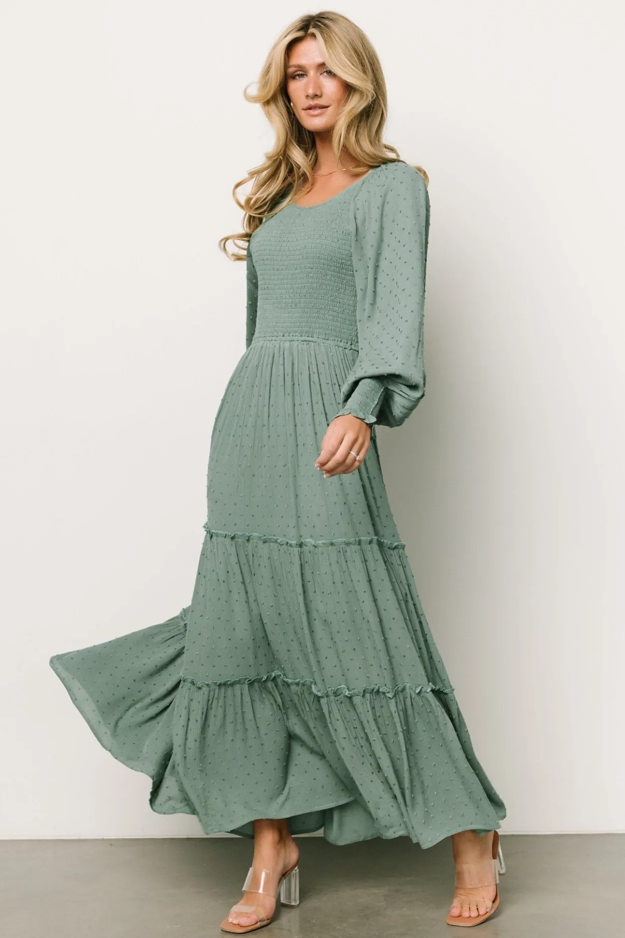 Best Baltic Born Bayley Smocked Dotted Maxi Dress | Dark Eucalyptus DarkEucalyptus