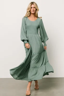 Best Baltic Born Bayley Smocked Dotted Maxi Dress | Dark Eucalyptus DarkEucalyptus