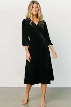 Online Baltic Born Beckinsale Velvet Wrap Dress | Black