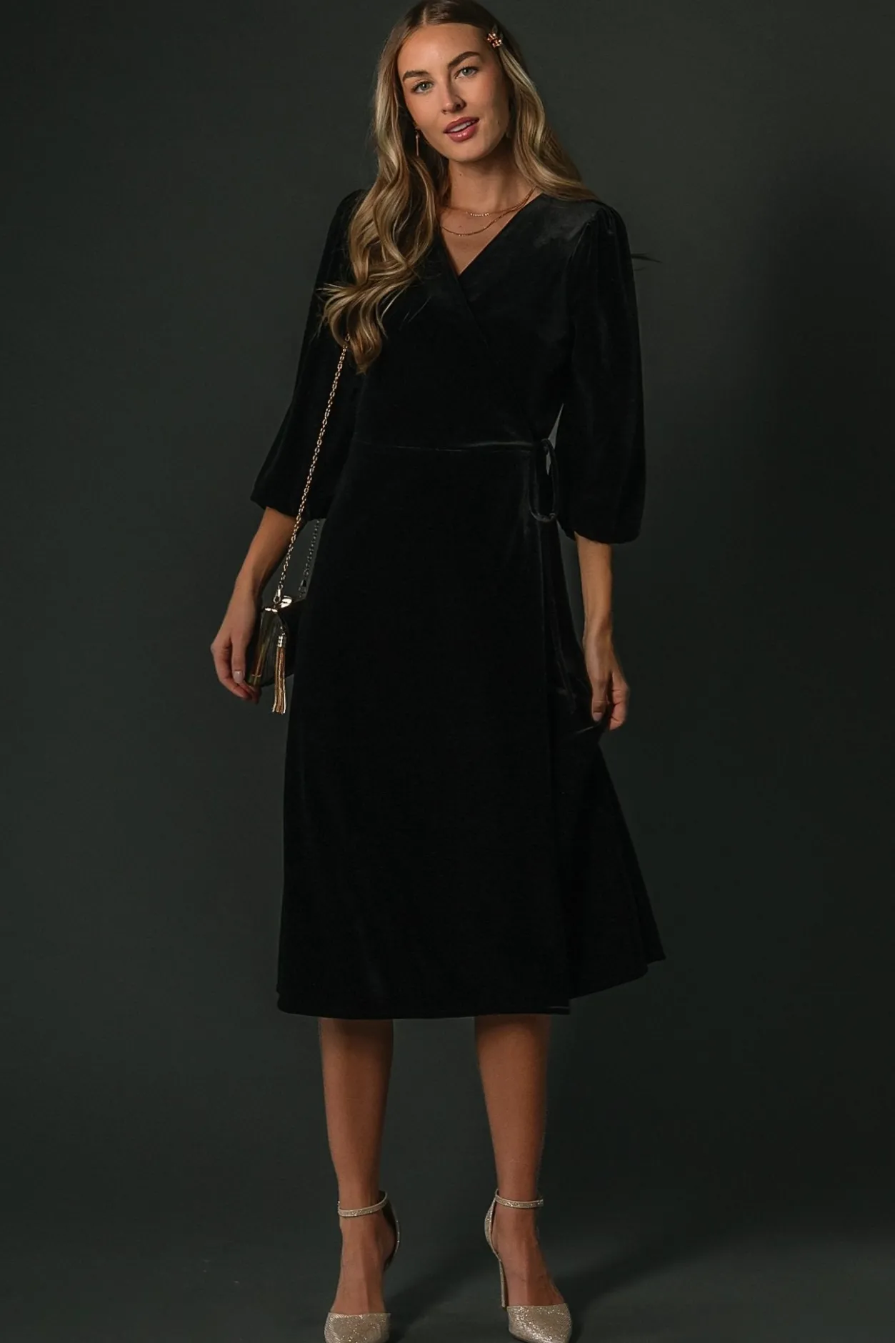 Online Baltic Born Beckinsale Velvet Wrap Dress | Black