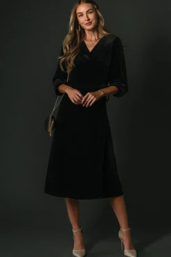 Online Baltic Born Beckinsale Velvet Wrap Dress | Black