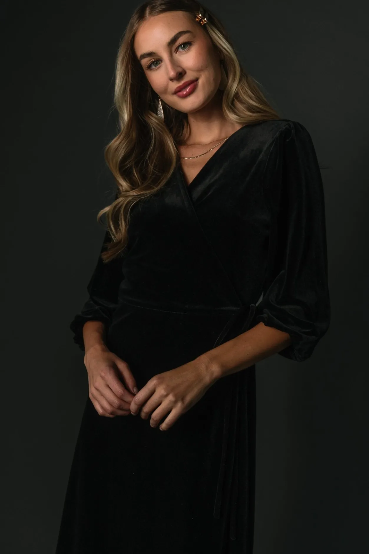 Online Baltic Born Beckinsale Velvet Wrap Dress | Black