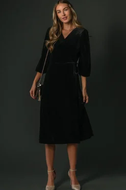 Online Baltic Born Beckinsale Velvet Wrap Dress | Black