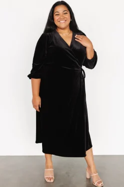 Online Baltic Born Beckinsale Velvet Wrap Dress | Black