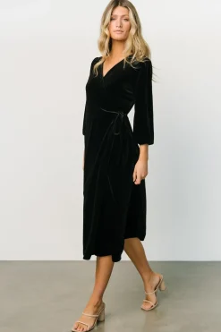 Online Baltic Born Beckinsale Velvet Wrap Dress | Black