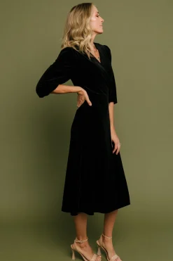 Online Baltic Born Beckinsale Velvet Wrap Dress | Black