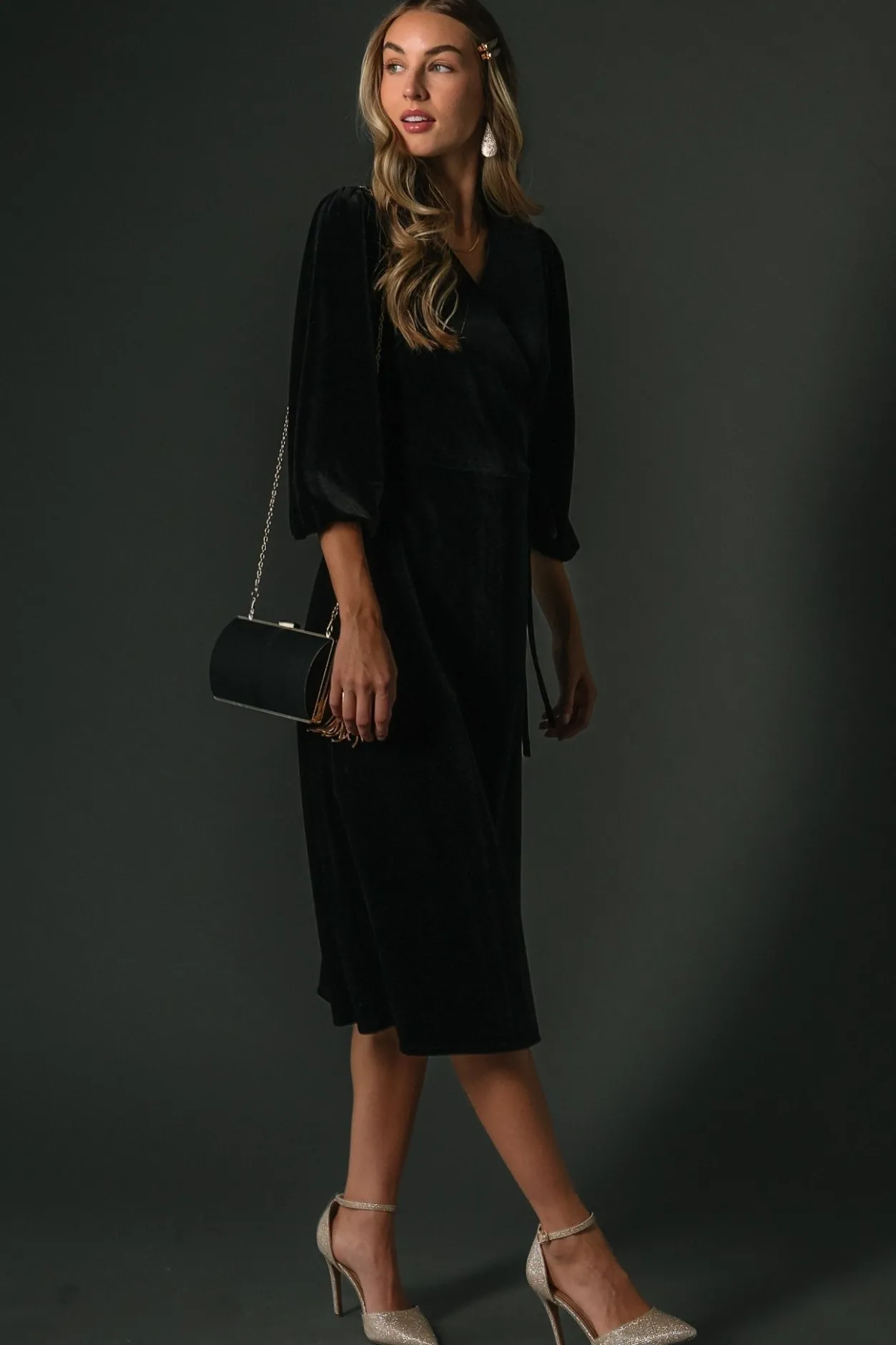 Online Baltic Born Beckinsale Velvet Wrap Dress | Black