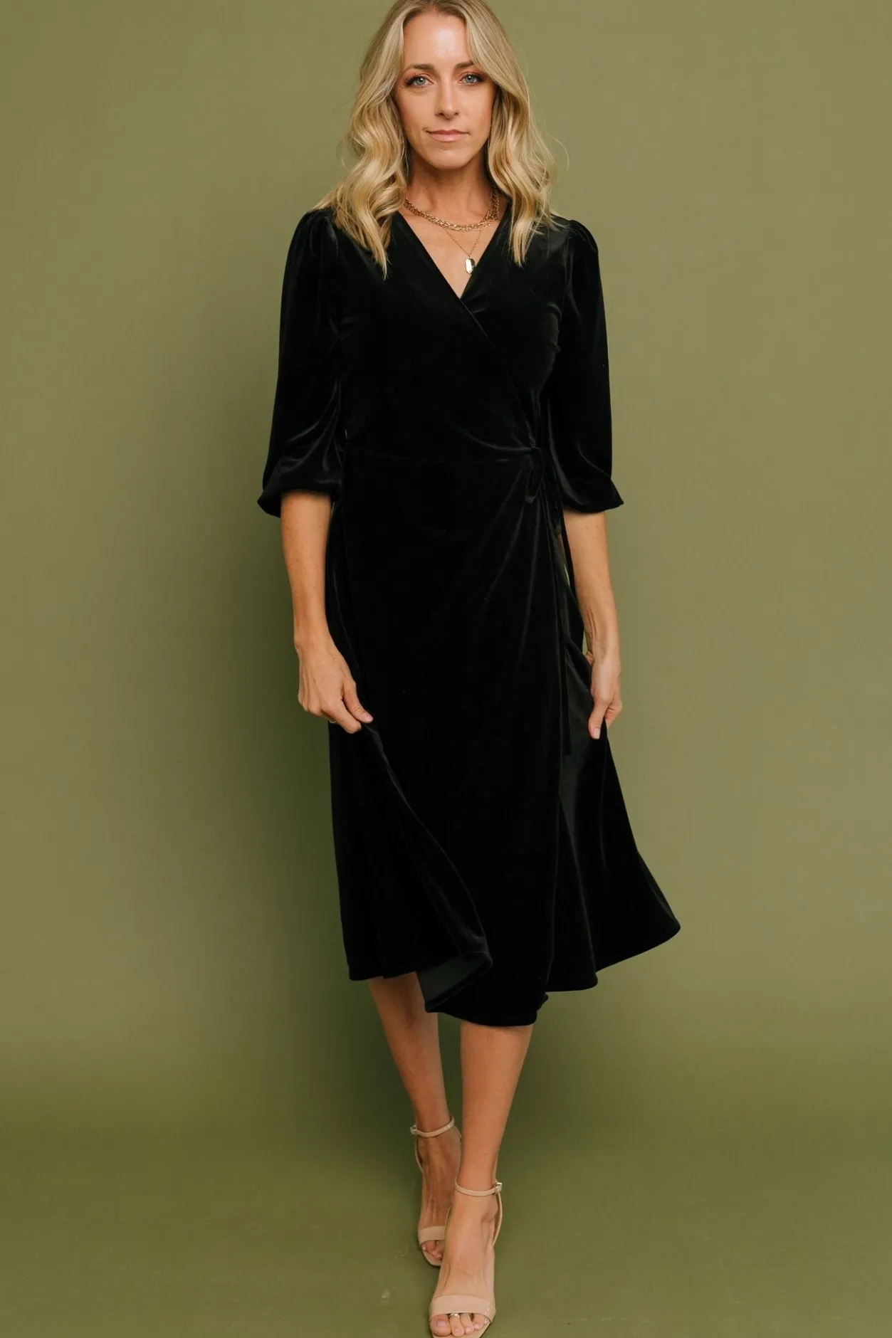 Online Baltic Born Beckinsale Velvet Wrap Dress | Black