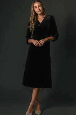 Online Baltic Born Beckinsale Velvet Wrap Dress | Black
