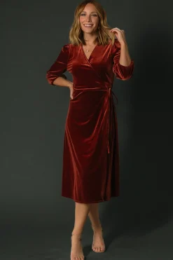 Clearance Baltic Born Beckinsale Velvet Wrap Dress | Cinnamon