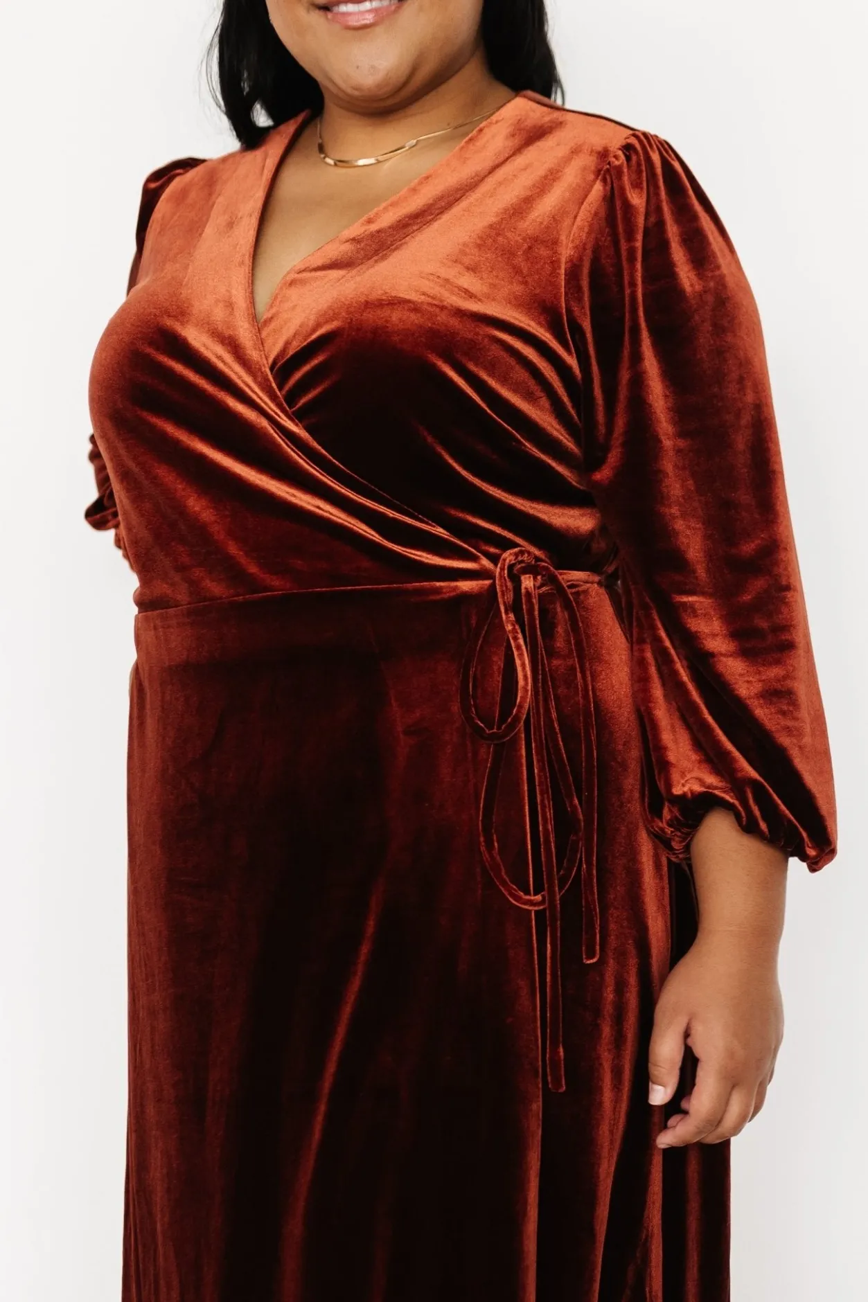 Clearance Baltic Born Beckinsale Velvet Wrap Dress | Cinnamon
