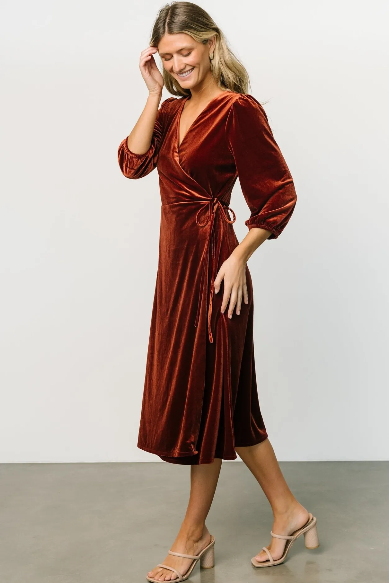 Clearance Baltic Born Beckinsale Velvet Wrap Dress | Cinnamon