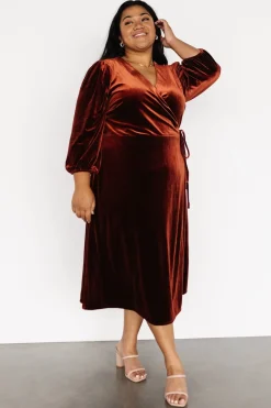 Clearance Baltic Born Beckinsale Velvet Wrap Dress | Cinnamon