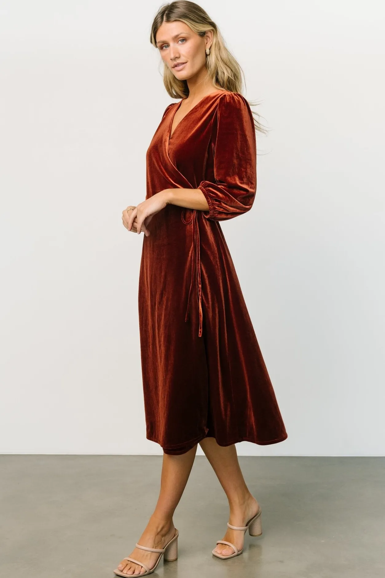 Clearance Baltic Born Beckinsale Velvet Wrap Dress | Cinnamon