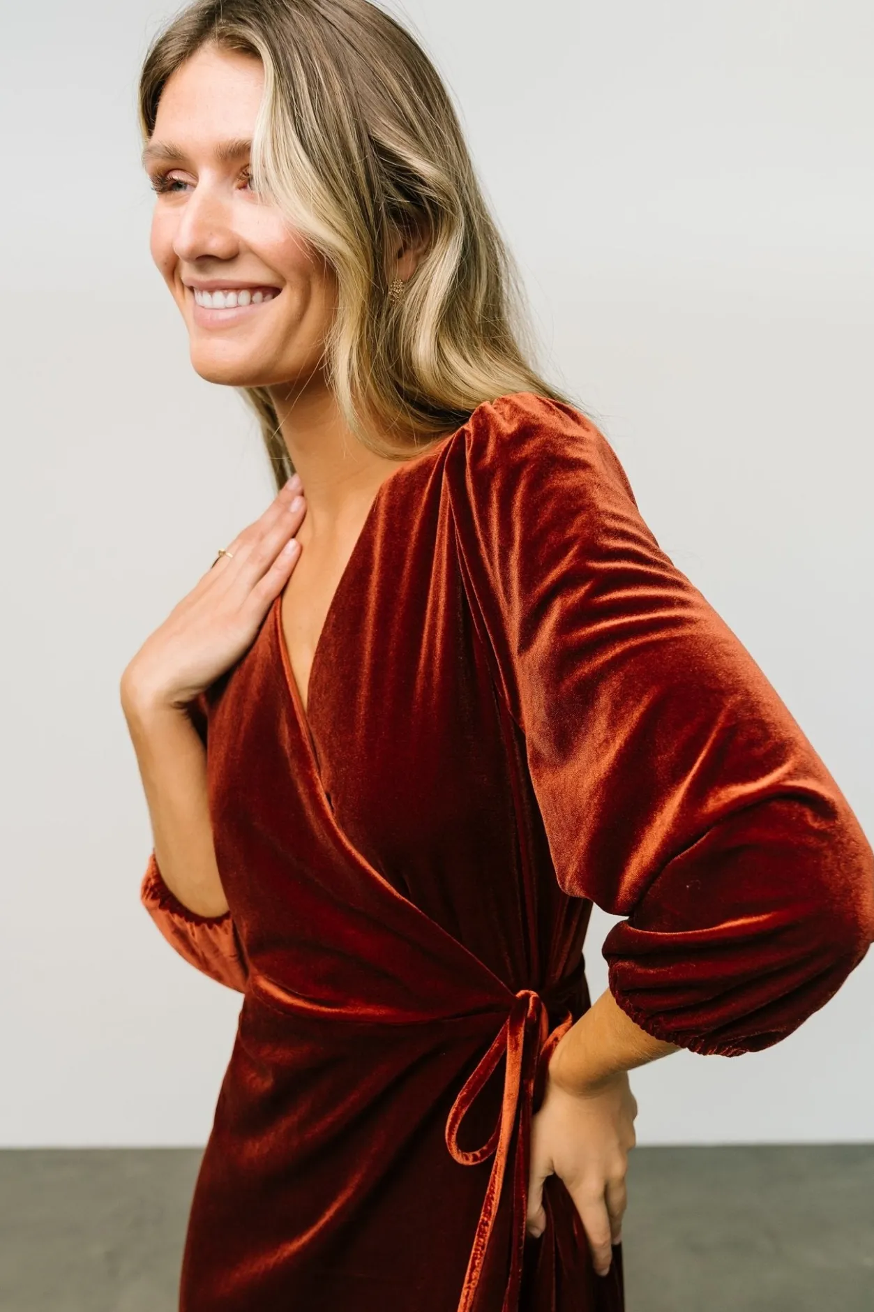 Clearance Baltic Born Beckinsale Velvet Wrap Dress | Cinnamon