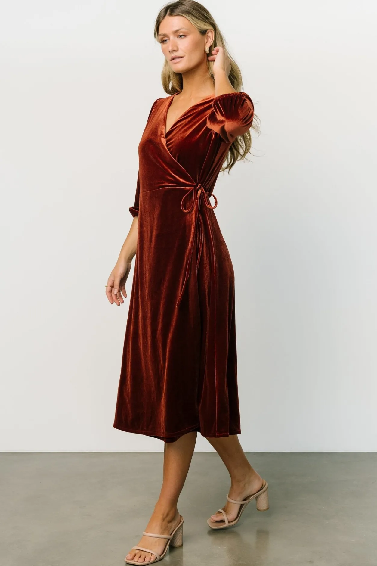 Clearance Baltic Born Beckinsale Velvet Wrap Dress | Cinnamon