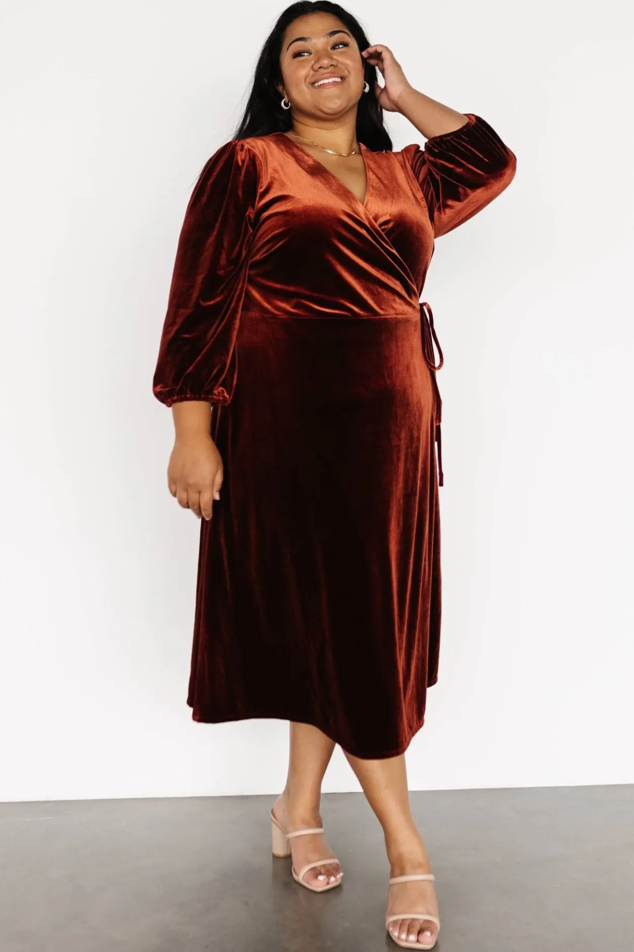 Clearance Baltic Born Beckinsale Velvet Wrap Dress | Cinnamon