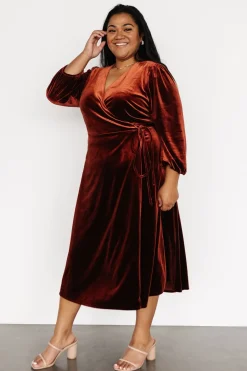 Clearance Baltic Born Beckinsale Velvet Wrap Dress | Cinnamon