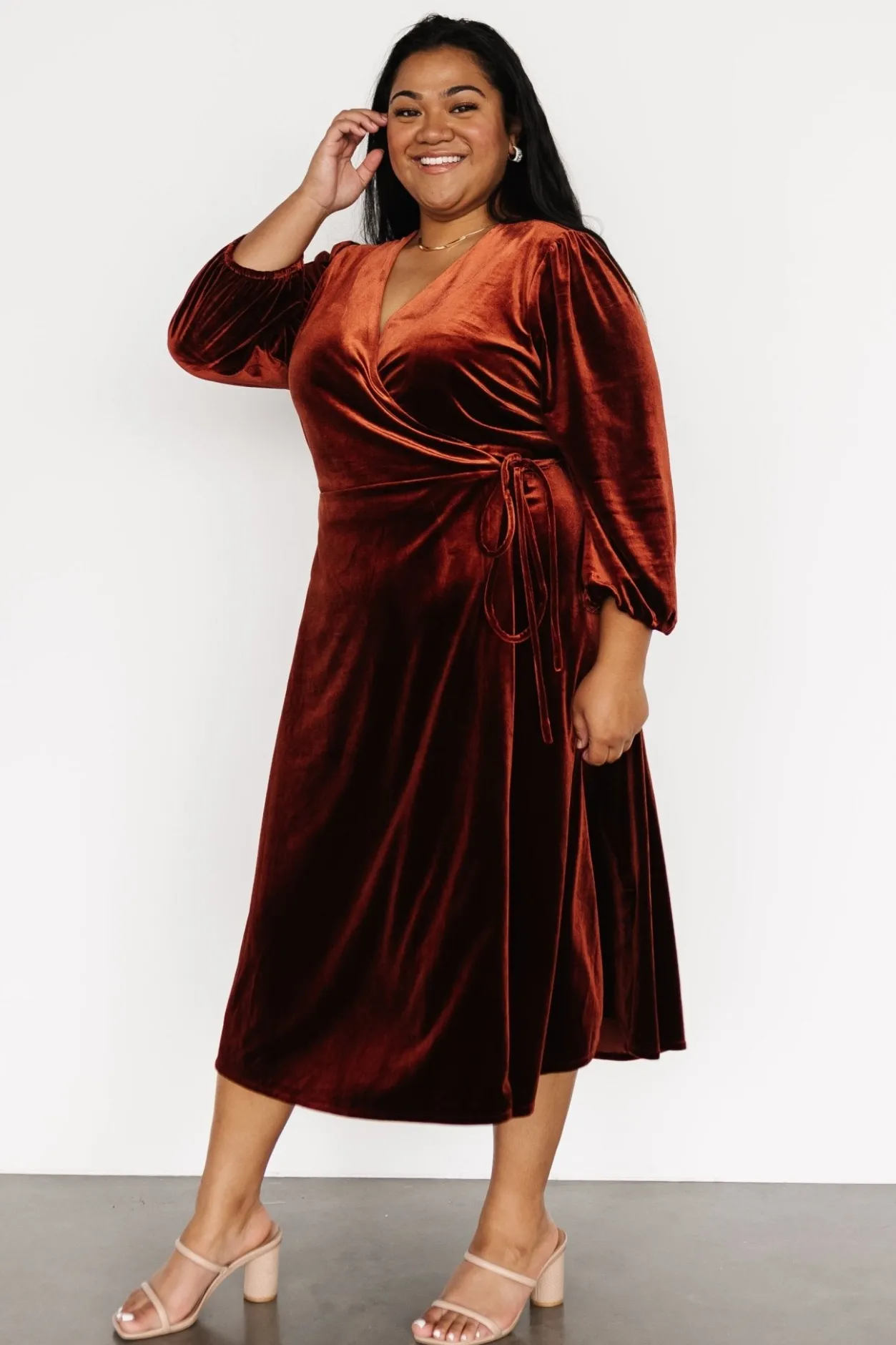 Clearance Baltic Born Beckinsale Velvet Wrap Dress | Cinnamon