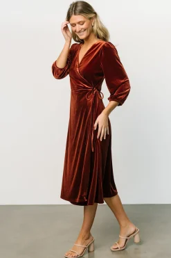 Clearance Baltic Born Beckinsale Velvet Wrap Dress | Cinnamon
